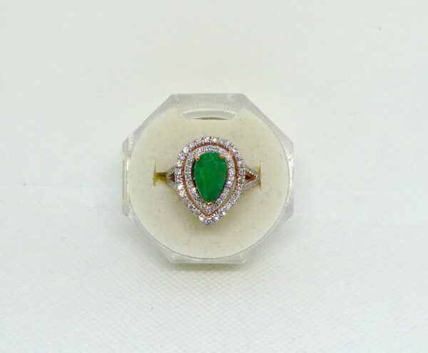 #3987 14ct Rose/White Gold Emerald & Diamond Ring (Value: $11,390.00)