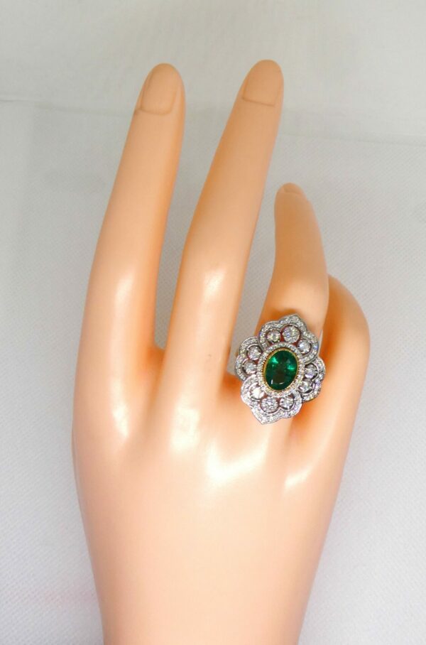 #3986 14ct Yellow Gold Zambian Emerald & Diamond Ring (Value: $19,000.00) - Image 2