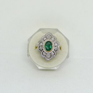 #3986 14ct Yellow Gold Zambian Emerald & Diamond Ring (Value: $19,000.00)