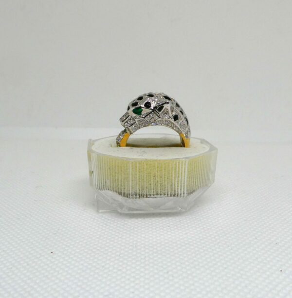 #3994 9ct Yellow Gold Diamond Panther Ring (Value: $12,570.00)