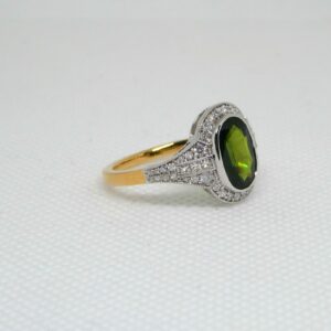 #3990 14ct Yellow Gold Green Sapphire & Diamond Ring (Value: $10,290.00)