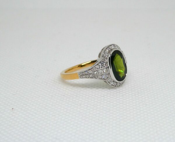 #3990 14ct Yellow Gold Green Sapphire & Diamond Ring (Value: $10,290.00)