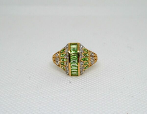 #3999 9ct Yellow Gold Tsavorite Garnet & Diamond Ring (Value: $11,540.00)