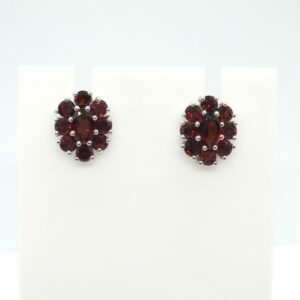 SOLID STERLING SILVER GARNET STUD EARRINGS