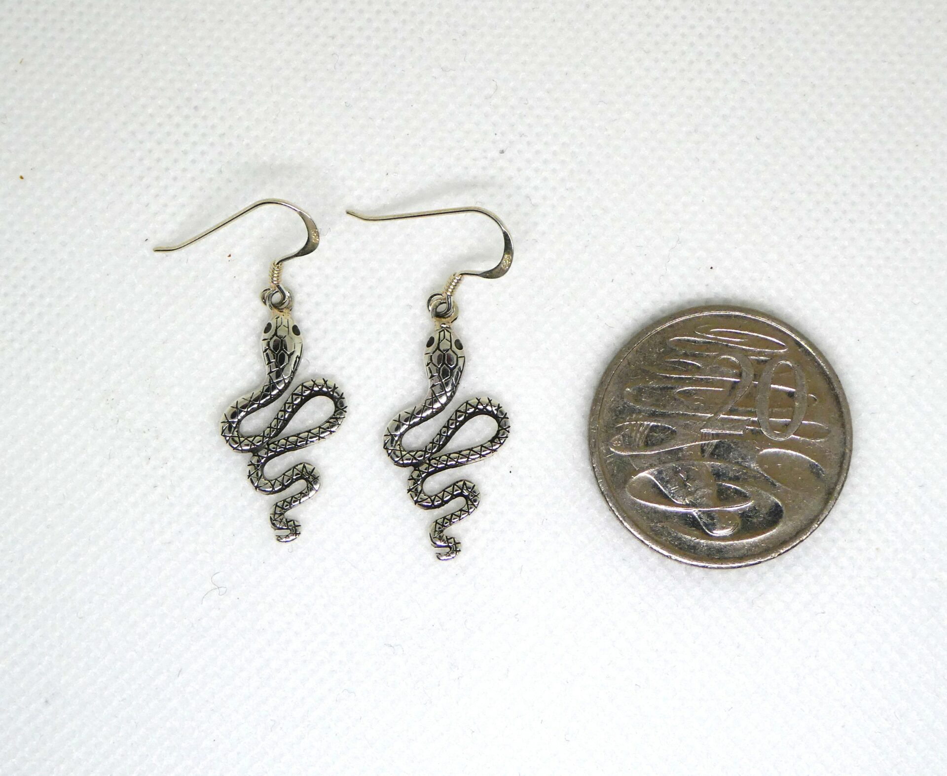 SOLID STERLING SILVER SNAKE EARRINGS